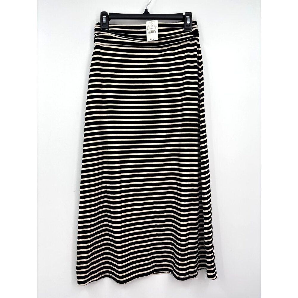 J. Crew Factory Striped Stretch Knit Maxi Skirt Black Ivory XXS NEW